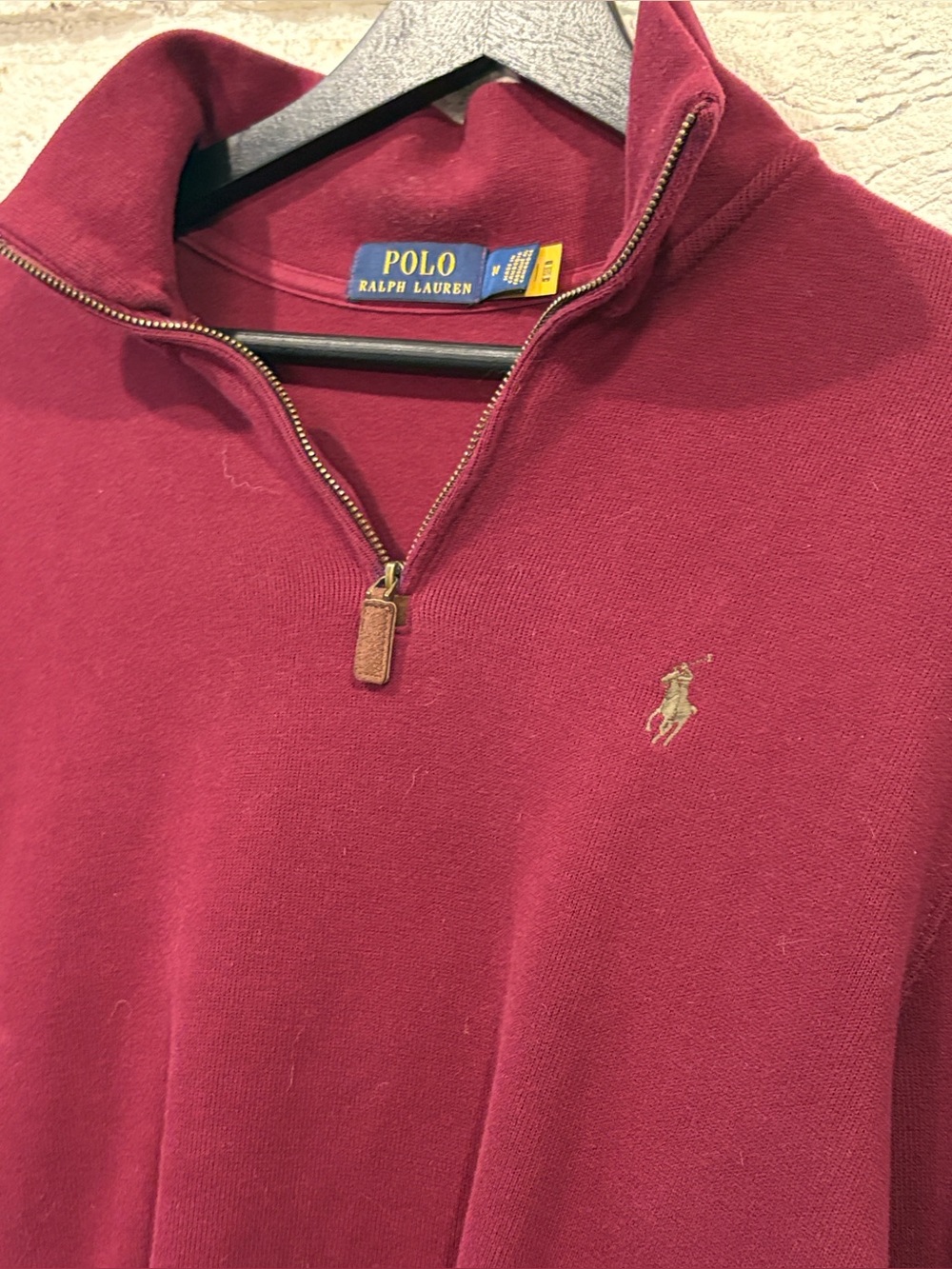 Like New, Ralph Lauren, Estate-Rib Quarter-Zip Pullover, Classic Wine, Size Med - Picture 4 of 11